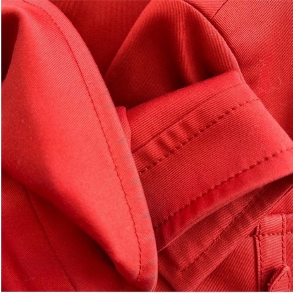 Akris Red Collarless Cropped Cotton Zip Jacket - Picture 11 of 12